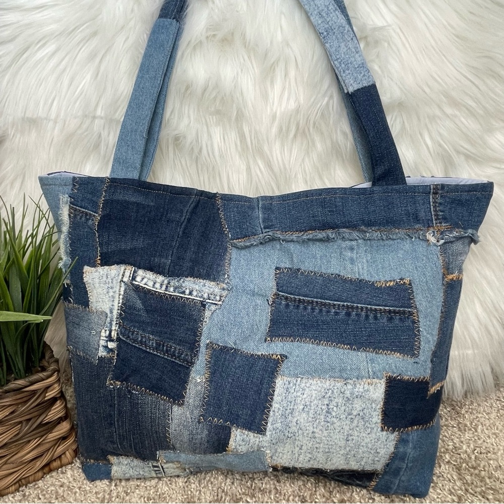 beautiful and unique handmade denim bag,